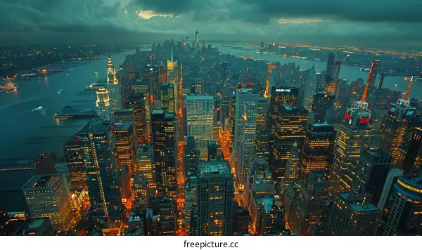 New York City Manhattan Night View