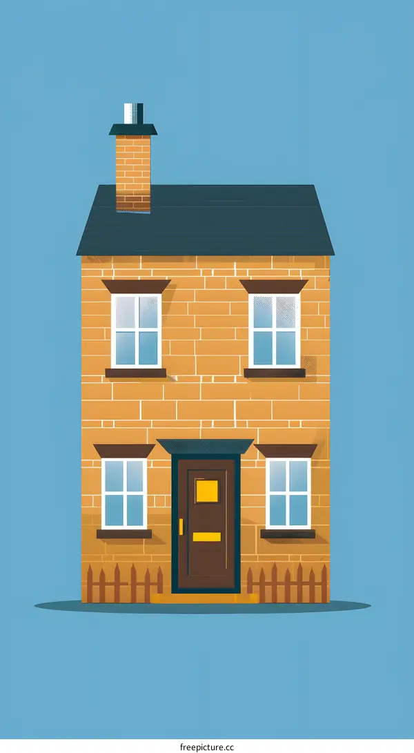 Illustration of a Brick House with a Chimney