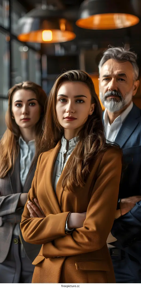 Three people in suits posing for a photo