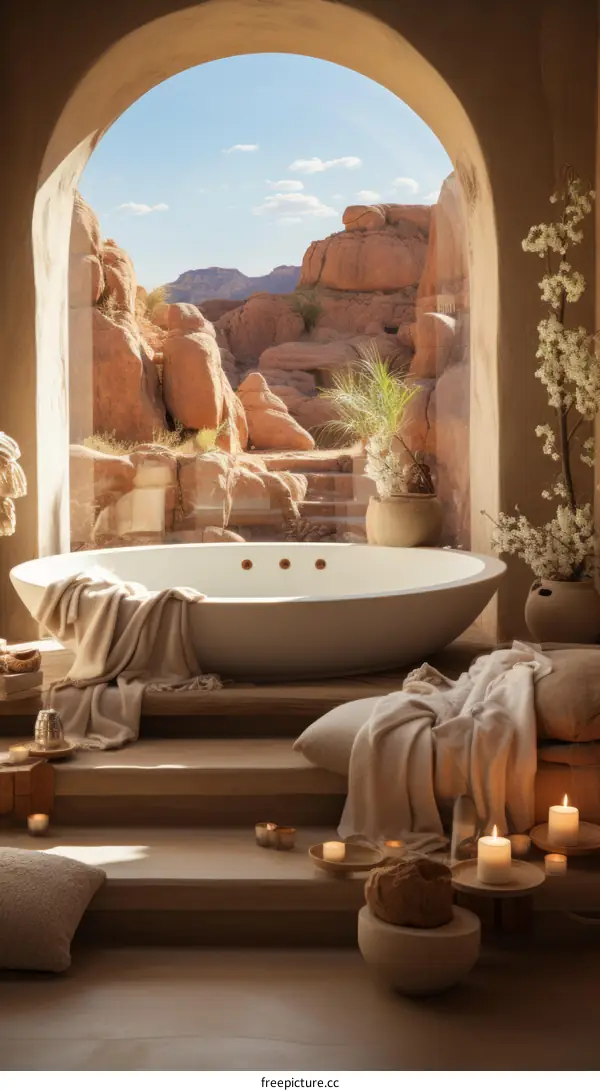Bathroom with a Desert View