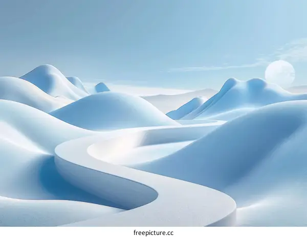 Snowy Mountain Highway 3D Render