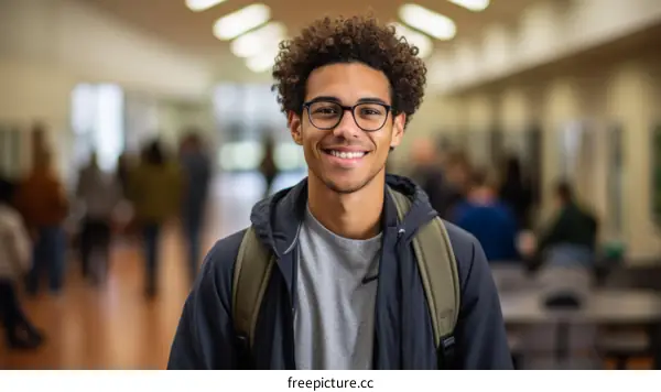 Portrait of a smiling young male college student on campus