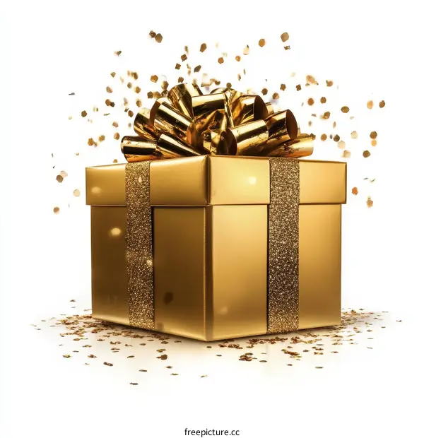 Golden Gift Box with Festive Bow