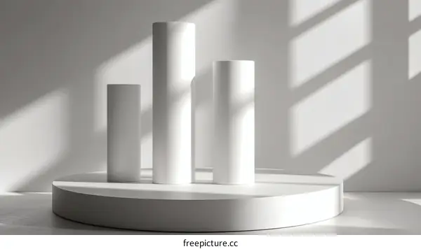 Minimalist White Cylindrical Display Platforms