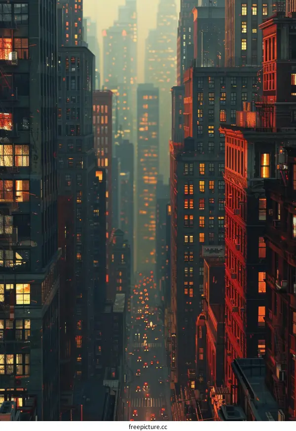 Cityscape Illustration of a Futuristic Metropolis