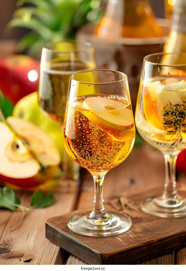 Glass of Apple Cider with Apple Slices