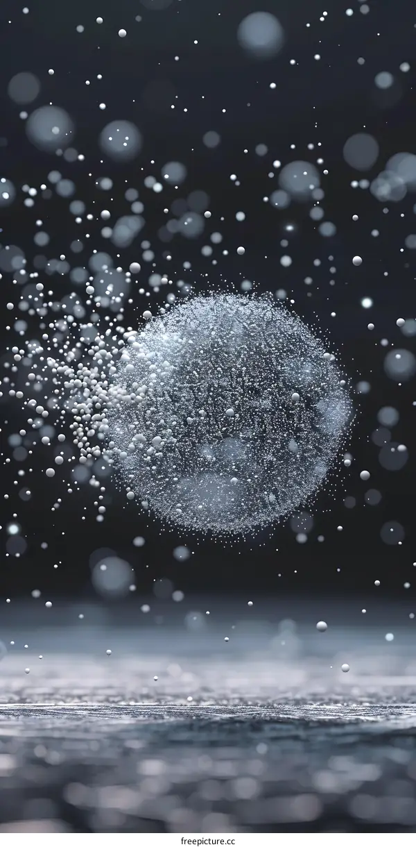 Abstract 3D Sphere of White Dots on Black Background