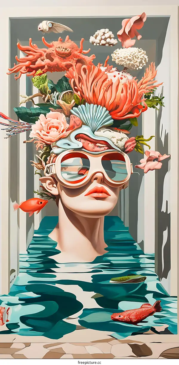 Woman With Surreal Underwater Scene