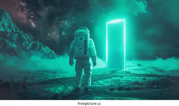Astronaut at the Portal of a Distant Planet