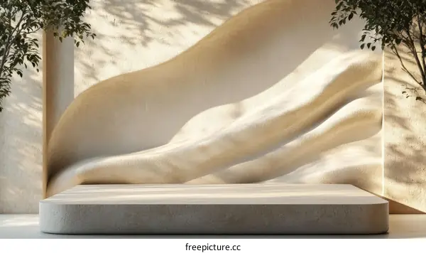 Modern Minimalist Beige Display Podium