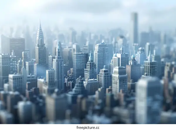 Miniature Cityscape of Modern Skyscrapers