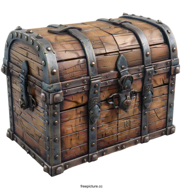 [Transparent Background PNG]Old wooden treasure chest isolated