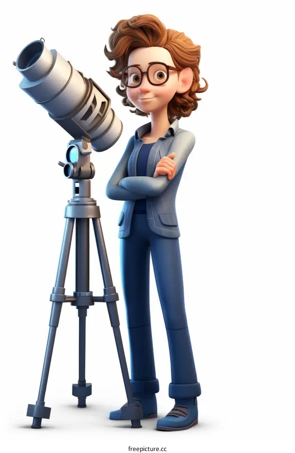 Young Girl Exploring Space with Telescope