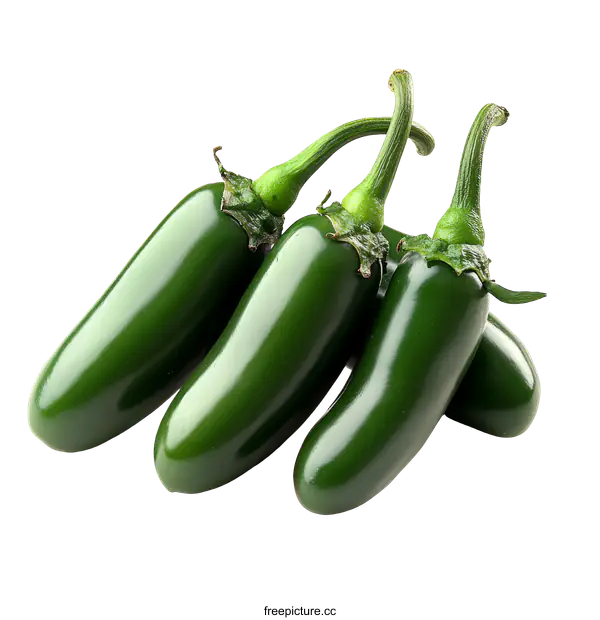 [Transparent Background PNG]Fresh Green Jalapeño Peppers Close-up