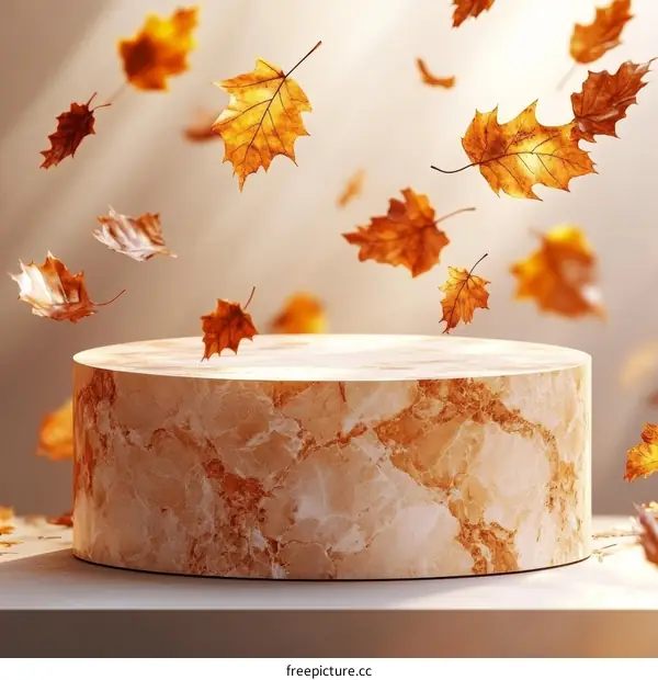 Autumn Leaves Displaying Marble Pedestal