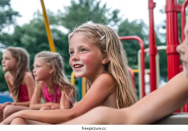 Three Little Girls on a Playground