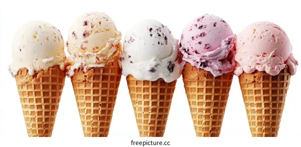 Delicious Colorful Ice Cream Cones
