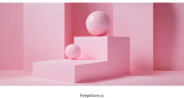 Abstract Pink Background With Geometric Shapes