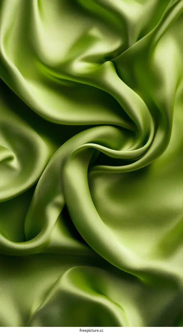 Close Up of Green Silk Fabric Texture