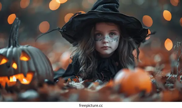 Little Witch in the Pumpkin Patch
