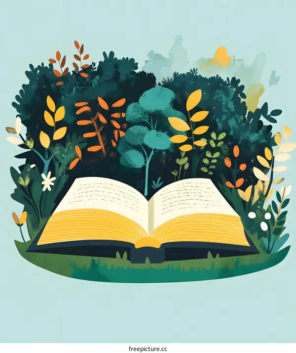 Open Book in Lush Greenery