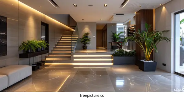 Staircase with plants