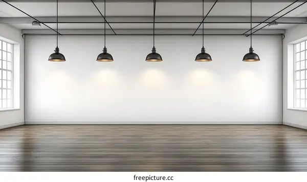 Empty Loft Style Room With White Wall