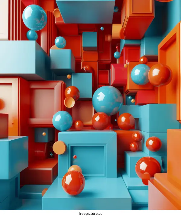 Abstract Geometric Composition of Cubes and Spheres