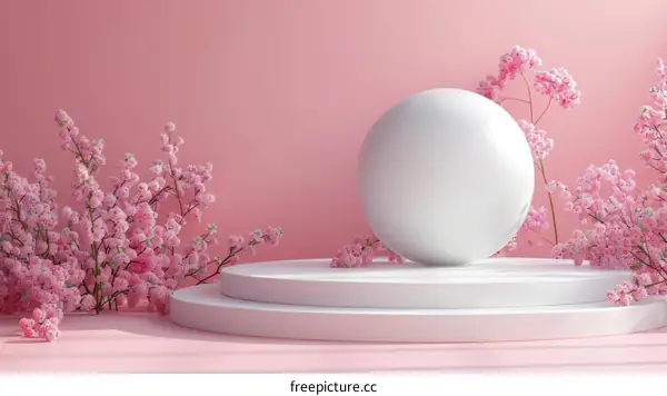 Pink Cherry Blossom Display Podium