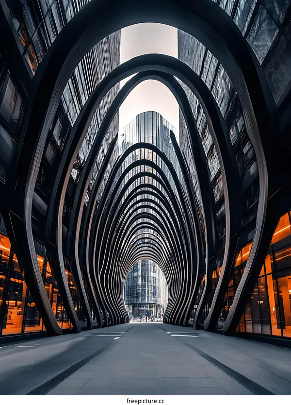 Modern Architectural Design With Arched Walkway