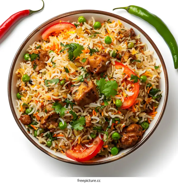 Chicken Biryani with Rice and Vegetables