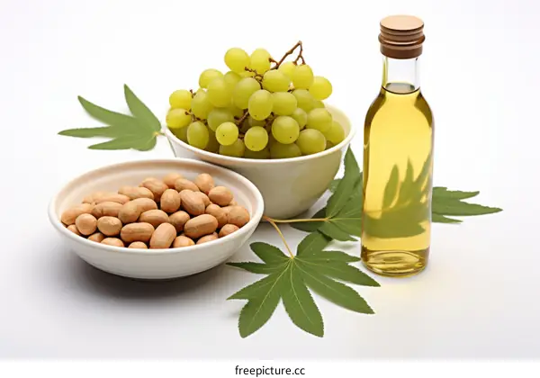Healthy Green Grapes, Peanuts and Cooking Oil