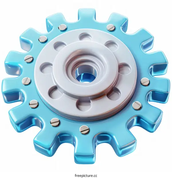 Blue and white gear illustration