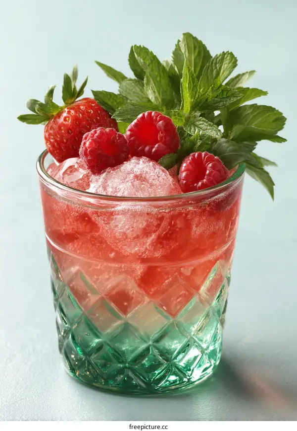 Refreshing Summer Berry Cocktail in a Decorative Glass