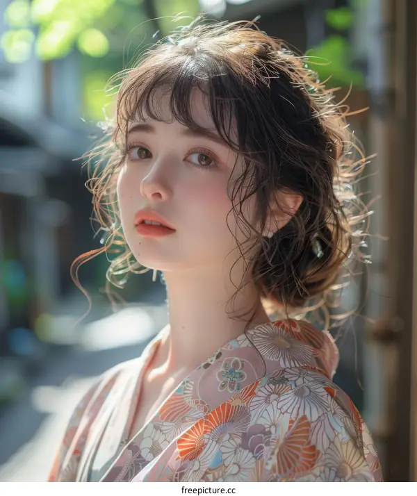 Beautiful Asian Woman in Traditional Kimono