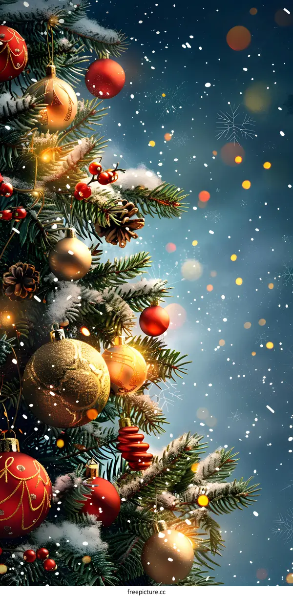 Christmas balls hanging on a Christmas tree