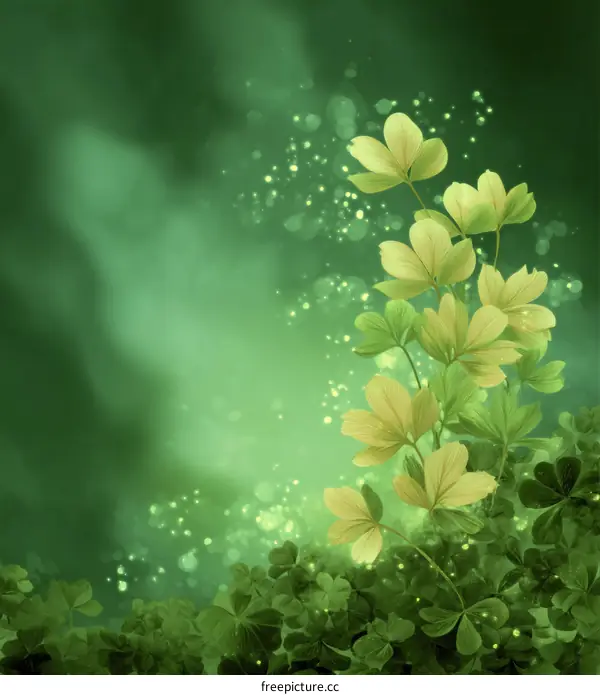Enchanted Green Leaves and Clover