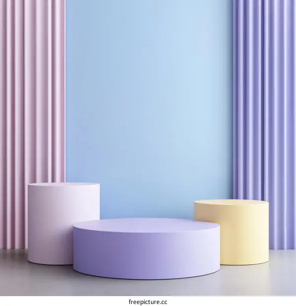 Pastel Colored Cylindrical Display Stands