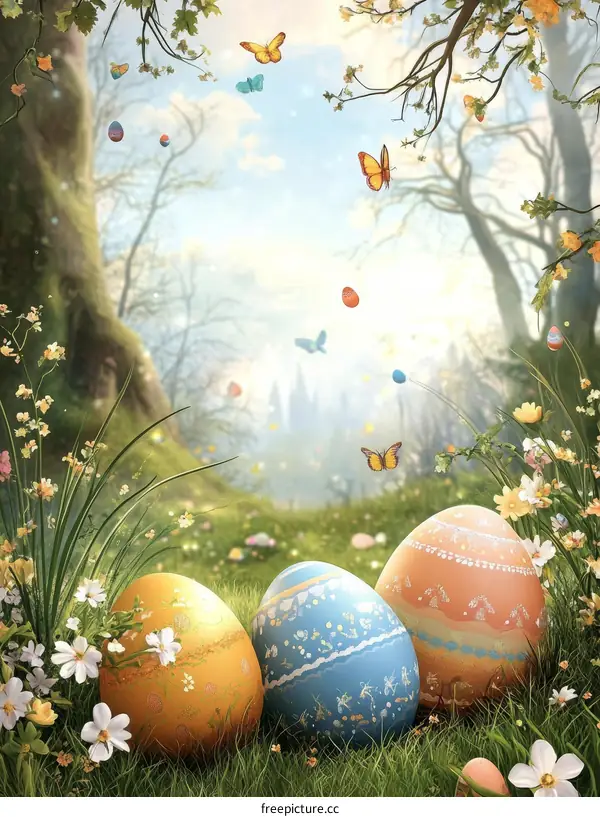 Easter Eggs in a Spring Meadow