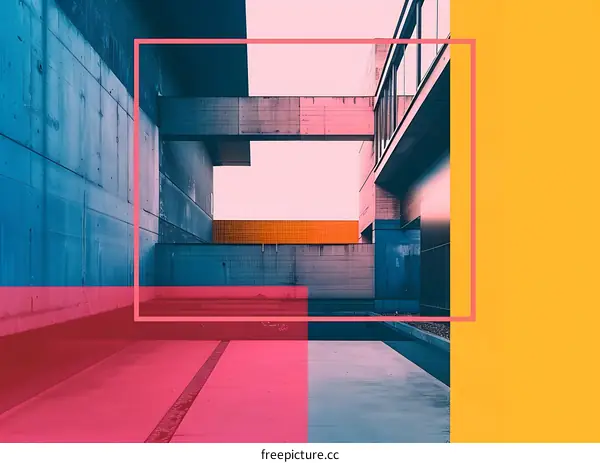 Minimalist Architecture Photography with Concrete Walls and Bright Colors