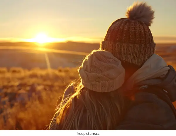 Couple in Love Watching the Sunset