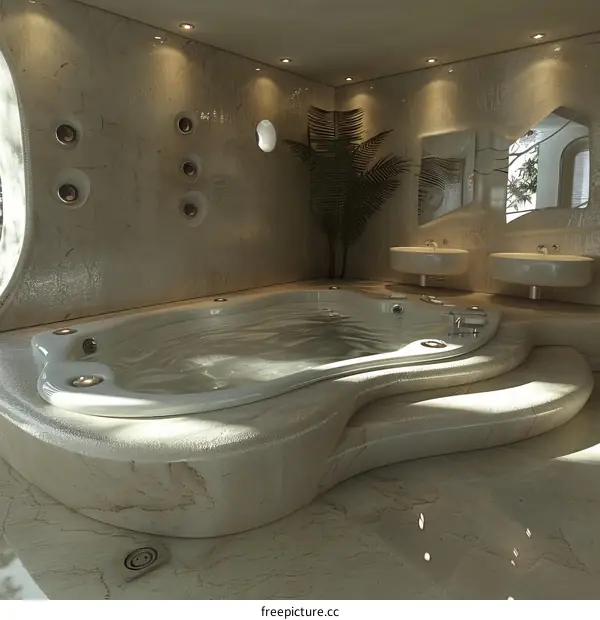 Modern Spa Bathroom Design with Jacuzzi