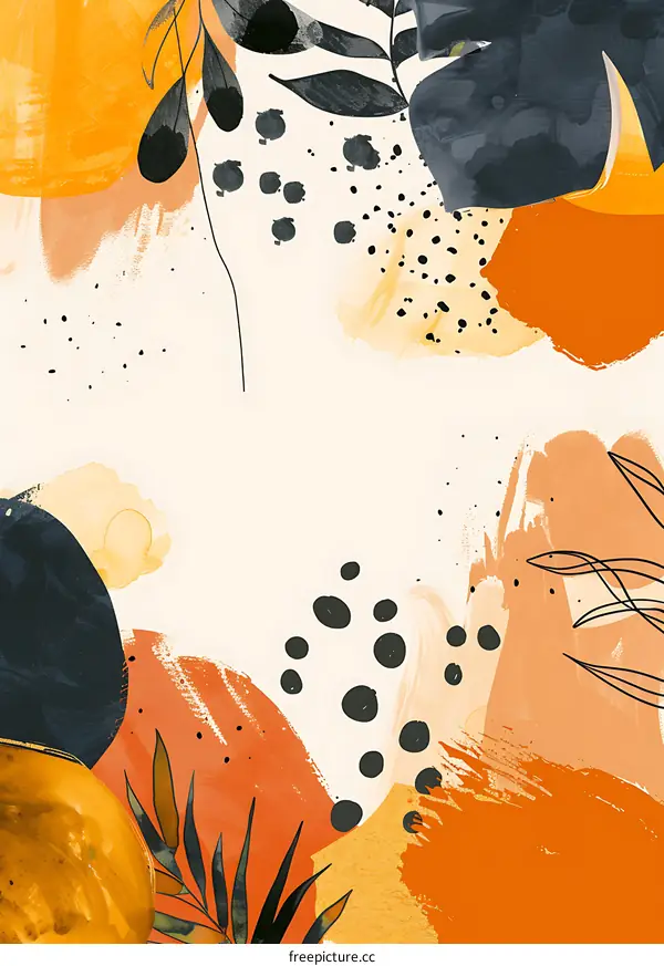 Abstract Watercolor Background With Orange and Yellow Colors