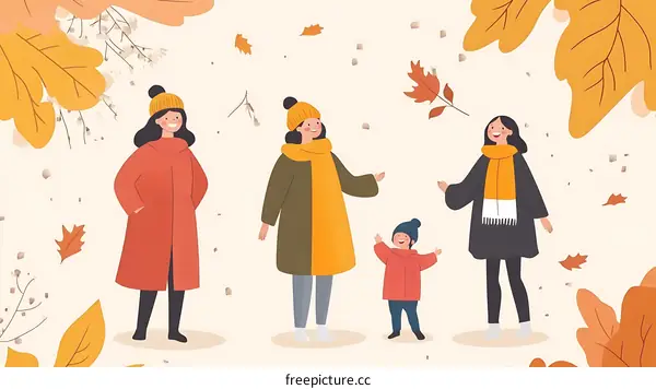 Happy Family Enjoying Autumn Together
