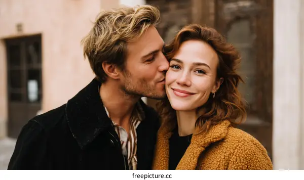 Couple Kissing in the City Street