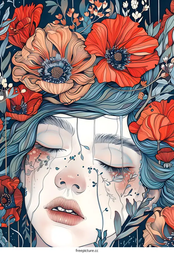 Sleeping Beauty with Poppy Flowers