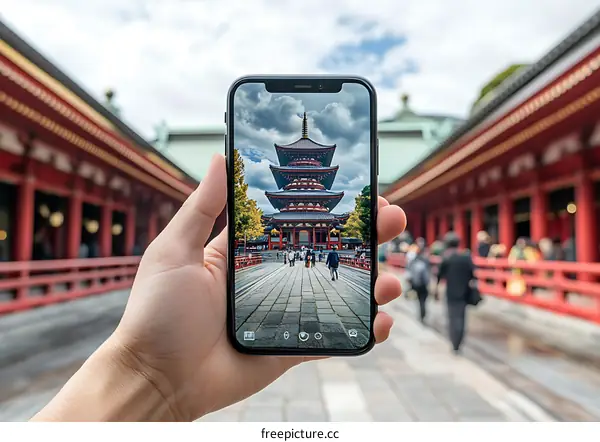 Smartphone Photography of Japanese Pagoda Temple