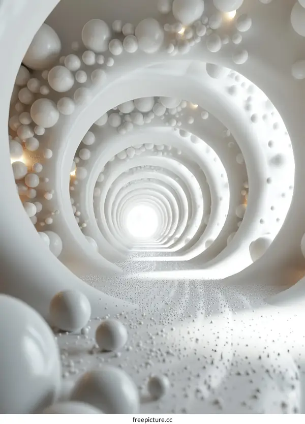 Glowing Orbs in Futuristic Tunnel