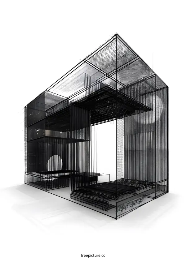 Wireframe Structure Design Concept for Modern Architecture