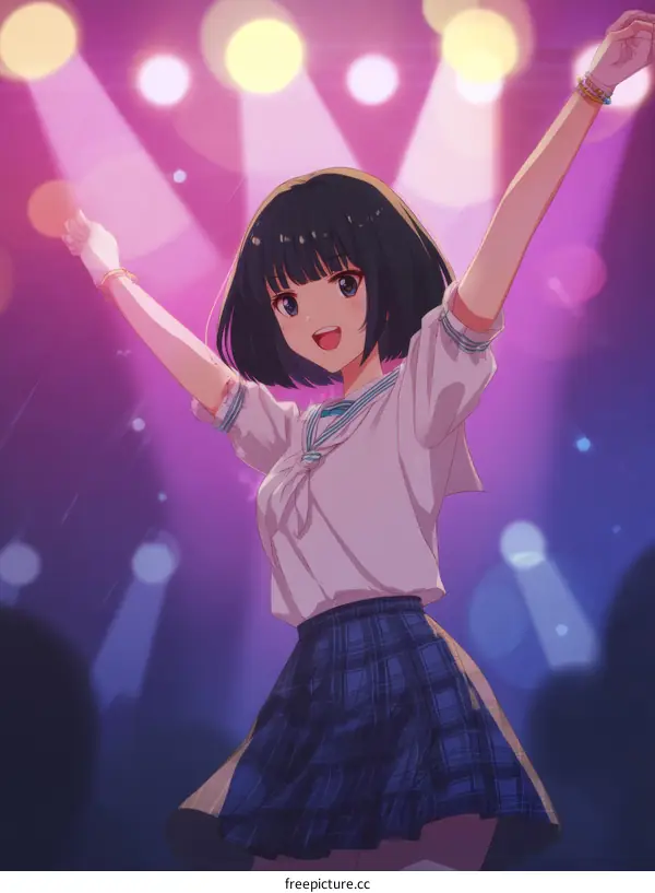 Anime Girl Performing on Stage
